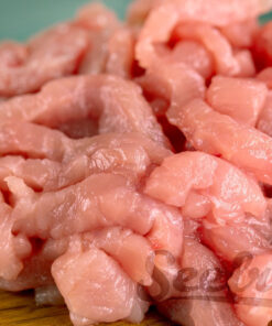 Nahaufnahme Geschnetzeltes vom Schwein